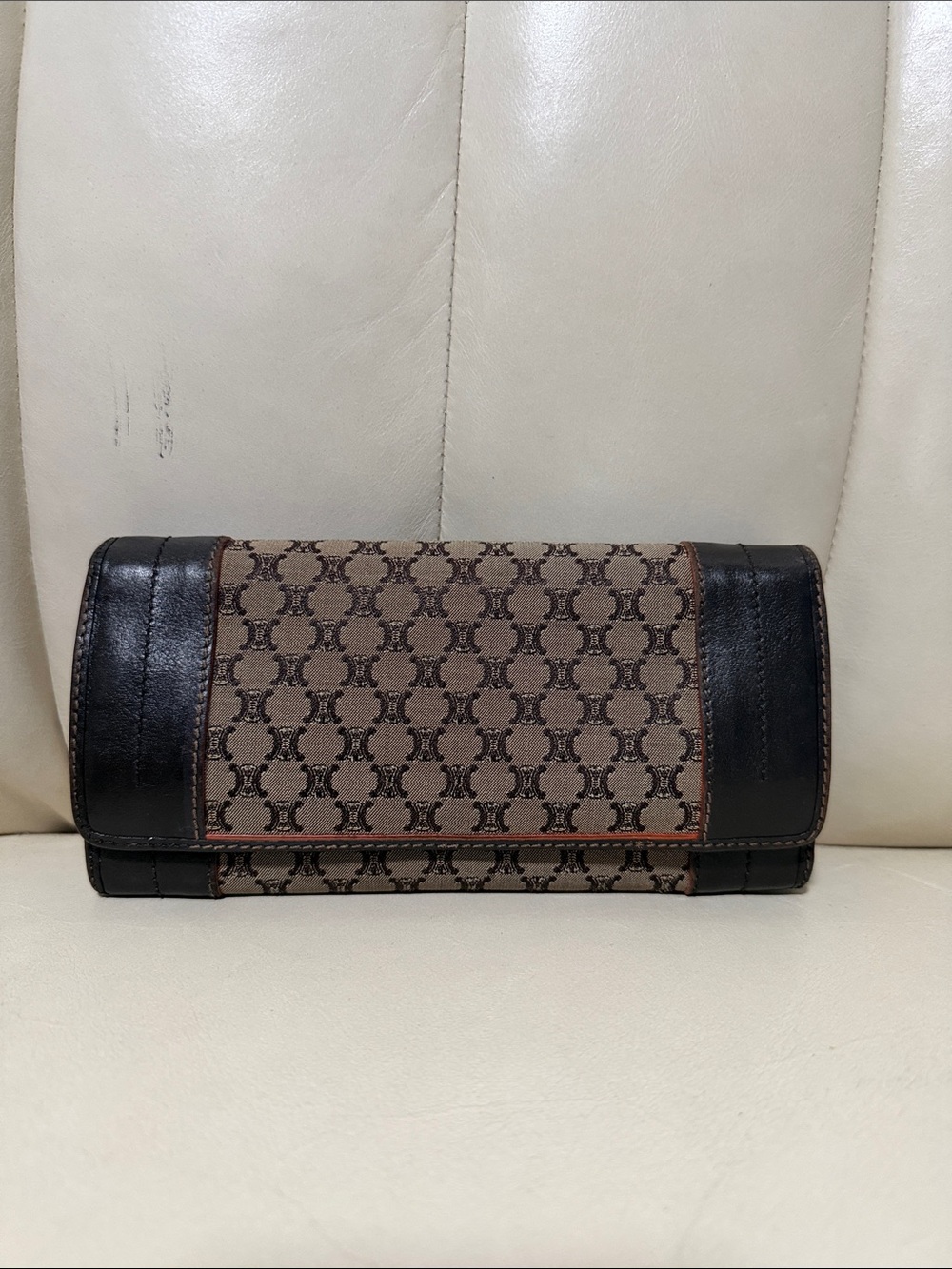 Celine Brown Monogram Continental Clutch Wallet with Black Trim - Picture 2 of 16